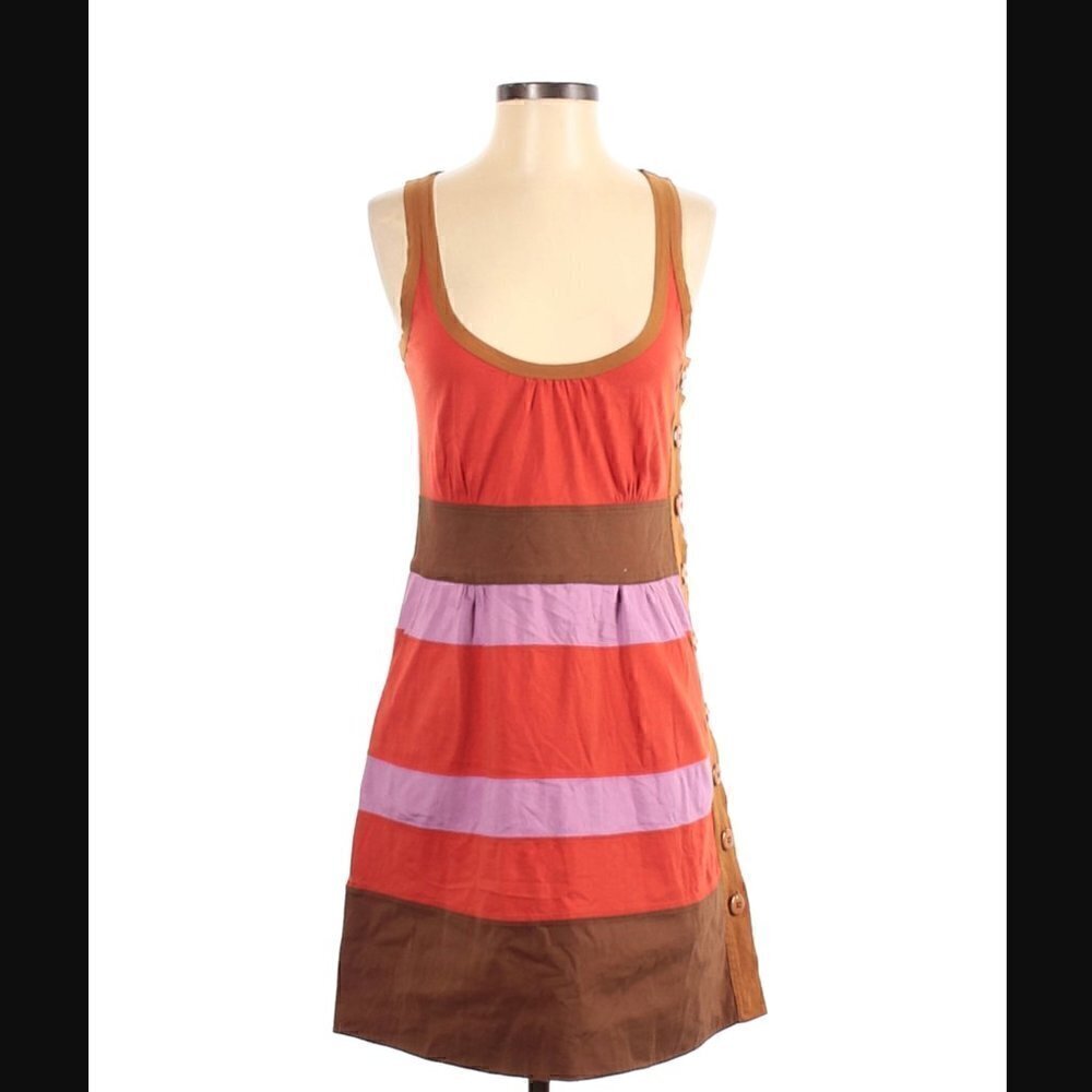 Marc by Marc Jacobs Dress XS Vintage Sleeveless Striped Side Button Summer Retro
